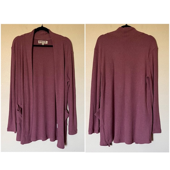 Anthropologie Dolan Left Coast Collection Ribbed Knit Cardigan Sweater Rose Pink - Picture 4 of 11